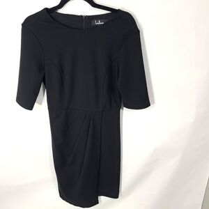 Lulus Women's Size Medium M Black Dress Faux Wrap 1/4 Sleeves‎ Career Office